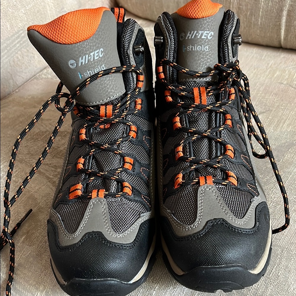Hi-Tec Black and Orange Athletic Shoes with Ankle Support